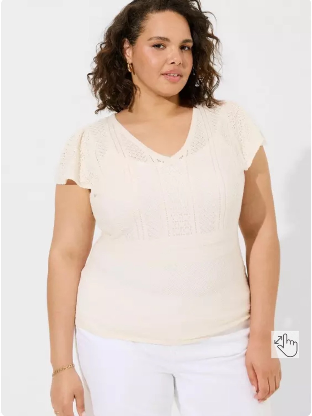 torrid Cream Everyday Soft Pullover Pointelle Sweater 1
